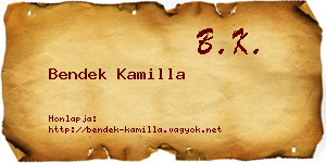 Bendek Kamilla névjegykártya